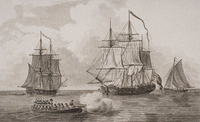 Britische Kriegsschiffe, graviert von Thomas Milton (1743-1827) 1820 von English School